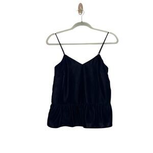 J.Crew Womens Black Velvet Peplum Spaghetti Strap Camisole Tank Top Size 2P NWT